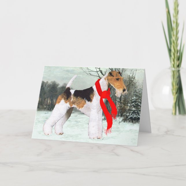 Fox Terrier Winter Holiday Card (Front)