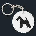 Fox Terrier wire-haired dog black silhouette, gift Key Ring<br><div class="desc">Beautiful black silhouette of a fox terrier wire-haired dog keychain,  keyring.  great gift idea for dog lovers</div>