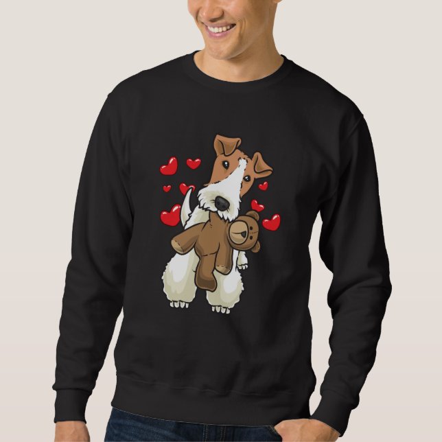 Fox Terrier Wirehaired Dog with Stuffed Animal Sweatshirt (Front)