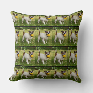 Fox Terrier With His Ball  Big Throw Cushion. Cushion