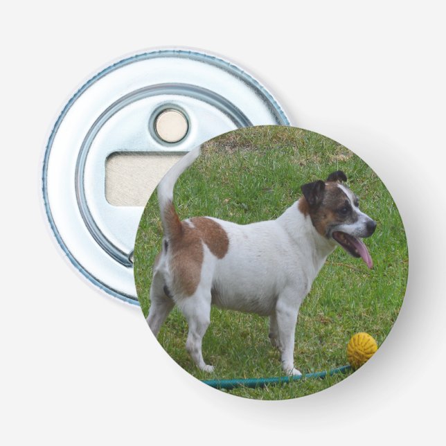 Fox Terrier With His Yellow Ball, Bottle Opener (Front)