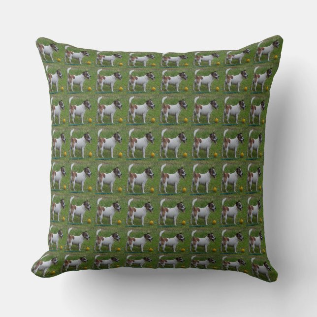 Fox Terrier With His Yellow Ball, Large Cushion (Front)