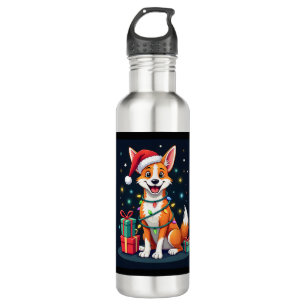 Fox Terrier Xmas Lighting Santa Fox Terrier Dog Ch 710 Ml Water Bottle