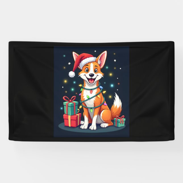 Fox Terrier Xmas Lighting Santa Fox Terrier Dog Ch Banner (Horizontal)