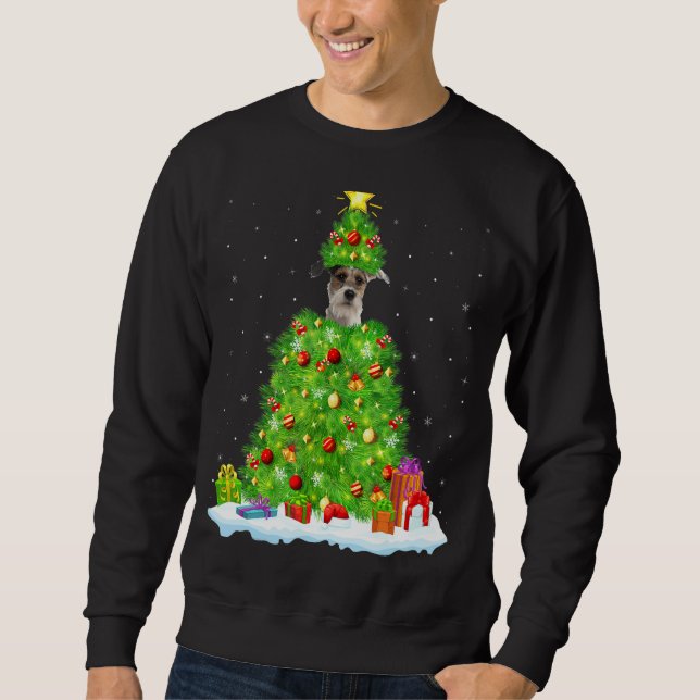 Fox Terrier Xmas Lighting Tree Funny Fox Terrier C Sweatshirt (Front)