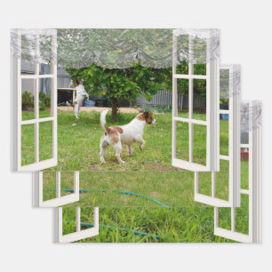 Fox Terriers Exploring The Garden,   Wrapping Paper Sheet