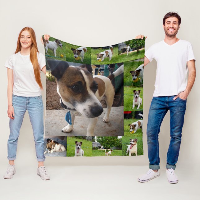Fox Terriers In A Photo Collage, Fleece Blanket (In Situ)
