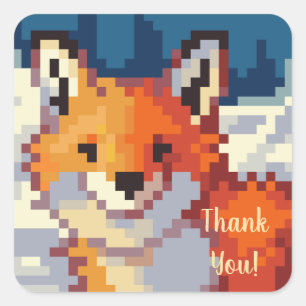 Fox, thank you pixel art, Pixel Art  Square Sticker
