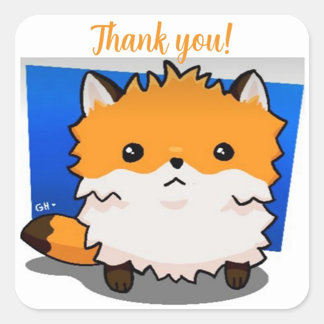 Fox thank you square sticker (Front)