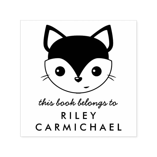 Fox This Book Belongs To Custom Name Self-inking Stamp (Design)