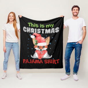 Fox This Is My Christmas Pajama Shirt T-Shirt Fox Fleece Blanket