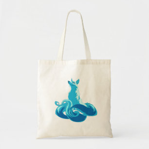 fox torii blue clouds fantasy tote bag