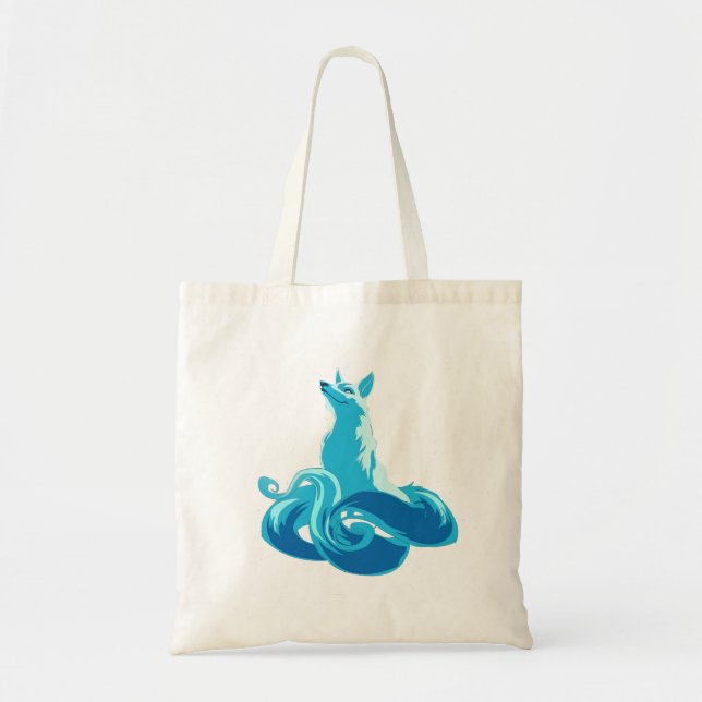 fox torii blue clouds fantasy tote bag (Front)
