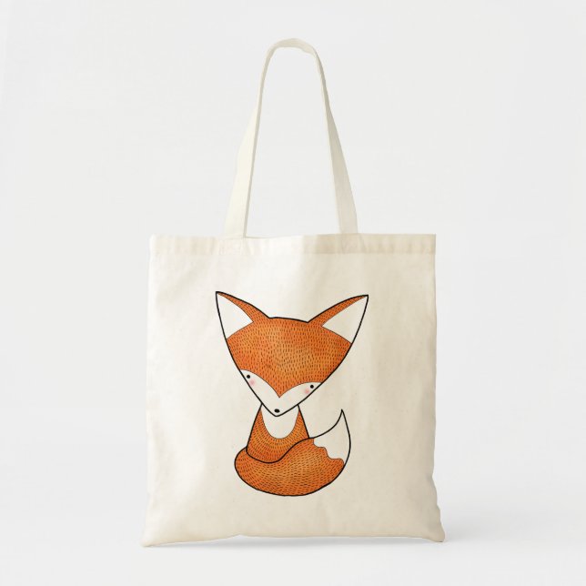 Fox Tote Bag Cute Fox Tote Bag Fox Art Grocery Bag (Front)