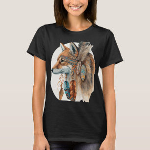 Fox Tribal Watercolor Fox Dream Catcher T-Shirt
