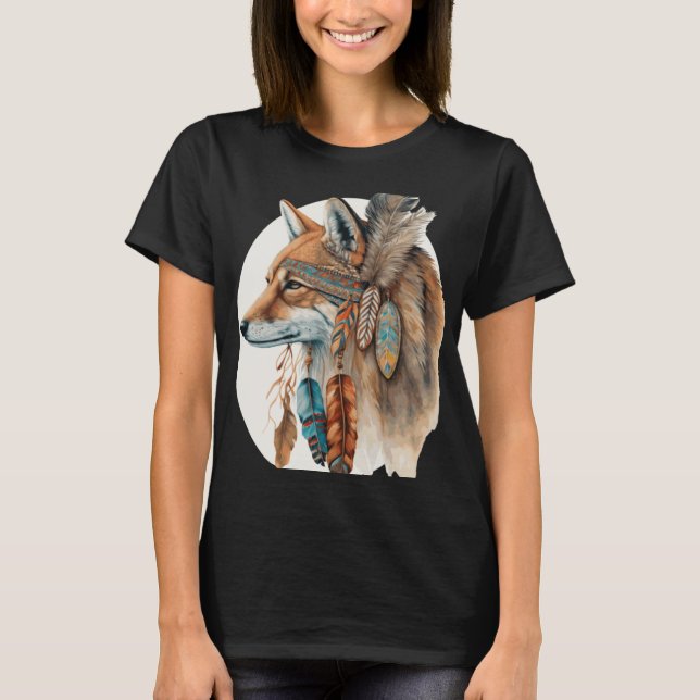 Fox Tribal Watercolor Fox Dream Catcher T-Shirt (Front)