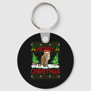 Fox Ugly Xmas Sweater Funny Fox Animal Merry Chris Key Ring