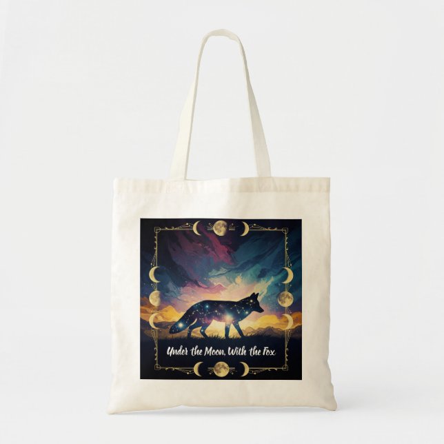 Fox Under the Moon Tote Bag (Front)