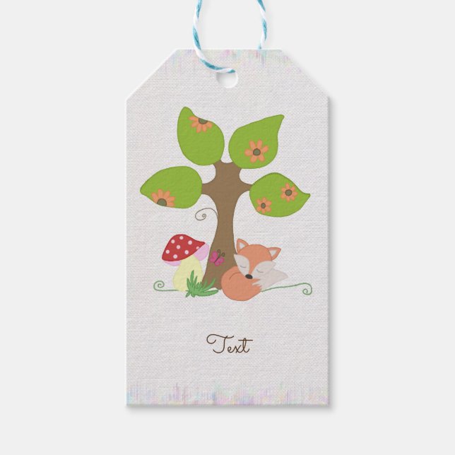 fox under tree gift tags (Front)