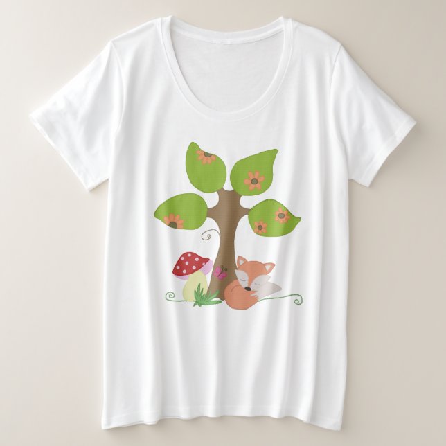 fox under tree plus size T-Shirt (Design Front)