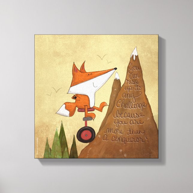 Fox Unicyclist-More Than a Conqueror Canvas Print (Front)