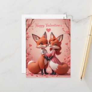 Fox Valentine Cute Woodland Animal Love Holiday Postcard
