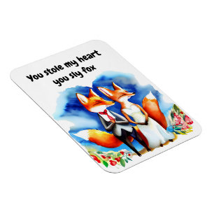 Fox Valentine's Day Card Magnet