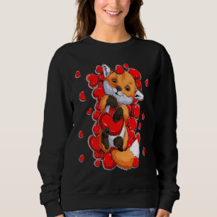 Fox  Valentines Day Fox Heart Kids Sweatshirt
