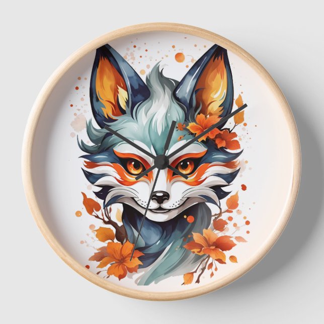 Fox Vibes: Timeless Autumn Art  Clock (Front)