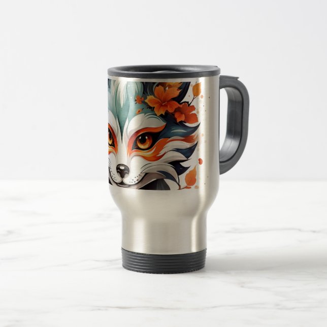 Fox Vibes: Timeless Autumn Art  Travel Mug (Front Right)