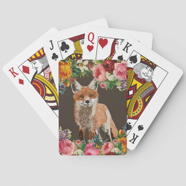 Fox & Victorian Floral Playing Cards (Back)