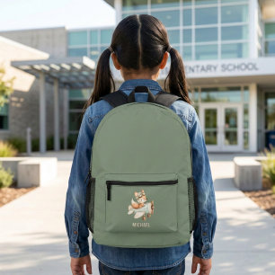 Fox Vintage Aeroplane School Aviation Boy Custom Printed Backpack