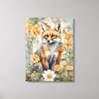 Fox Watercolor Artwork Canvas Print