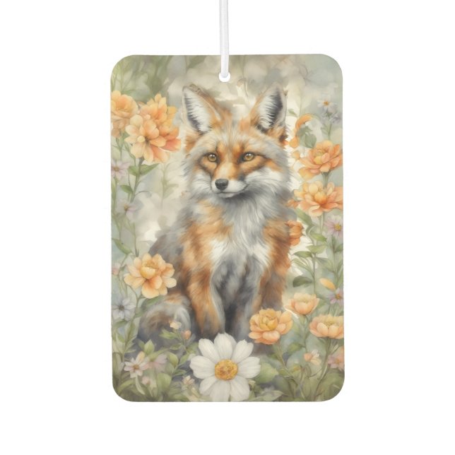 Fox Watercolor Artwork Car Air Freshener (Front)