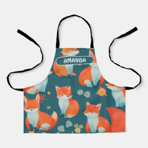 Fox Watercolor Colorful Personalized Pattern Apron