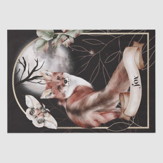 Fox Watercolor Fall Mysterious Autumn Oracle Tissue Paper (Front)