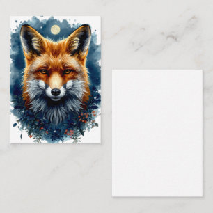 Fox Watercolor Moon Forest Animal Aesthetic Business Card