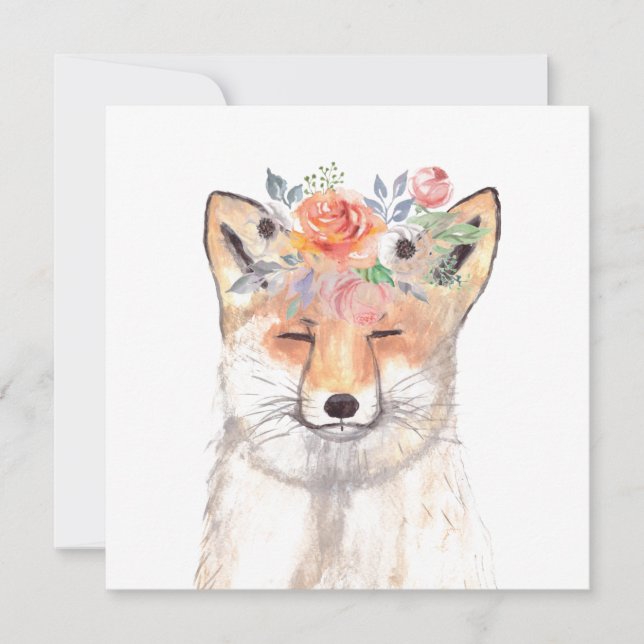 Fox watercolor Orange Brown Wildlife Art Animal  (Front)