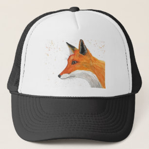 Fox watercolour painting trucker hat
