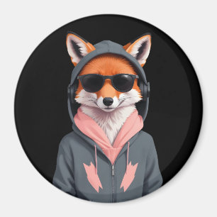 Fox Wearing Hoodie Funny Cool Animal Character Art Magnet