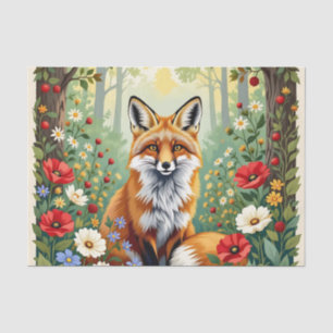 Fox Wildflower Forest Illustration Tissue Paper