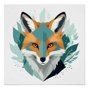 Fox Wildlife Animal Nature Outdoors Watercolor  Poster