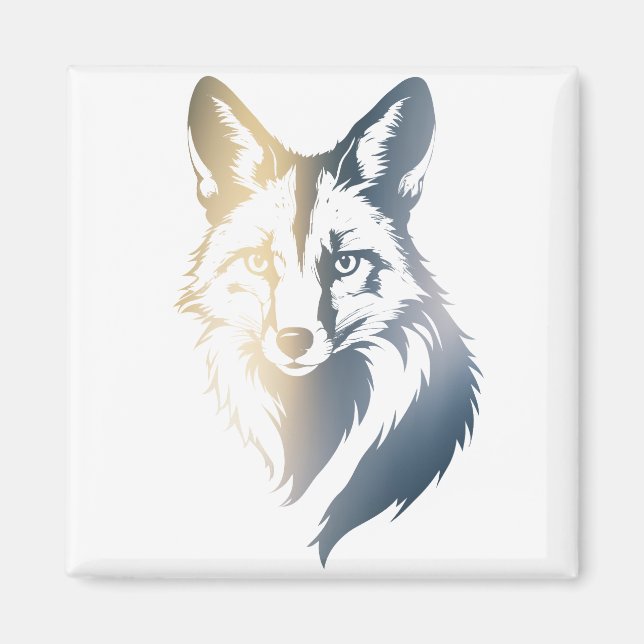 Fox Wildlife Nature Illustration Silhouette Style Magnet (Front)