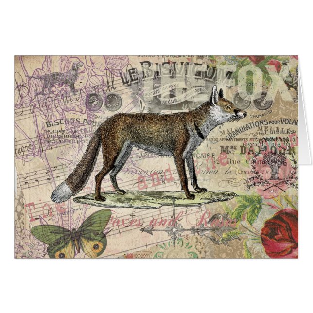 Fox Wildlife Vintage Animal Illustration  (Front Horizontal)