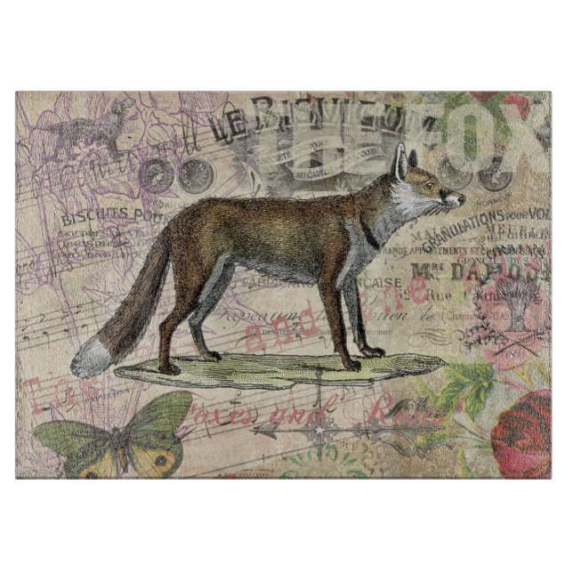 Fox Wildlife Vintage Animal Illustration  Cutting Board (Front)