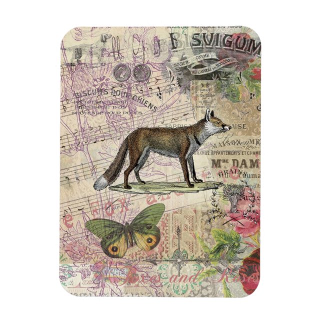 Fox Wildlife Vintage Animal Illustration  Magnet (Vertical)