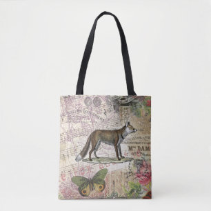 Fox Wildlife Vintage Animal Illustration Tote Bag