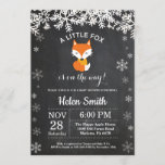 Fox Winter Baby Shower Chalkboard Invitation<br><div class="desc">Fox Winter Baby Shower Invitation. White Snowflake. Boy or Girl Baby Shower Invitation. Winter Holiday Baby Shower Invite. Chalkboard Background. Black and White. For further customisation,  please click the "Customise it" button and use our design tool to modify this template.</div>