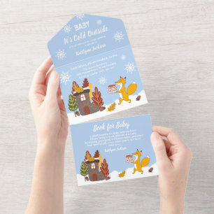 Fox Winter Baby Shower It’s Cold Outside  All In One Invitation
