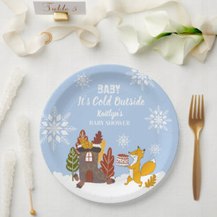 Fox Winter Baby Shower It’s Cold Outside Paper Plate